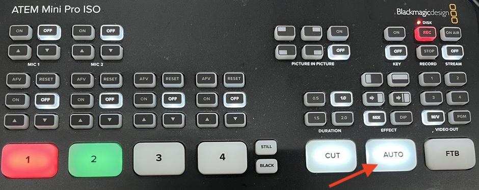 Auto button on ATEM Switcher