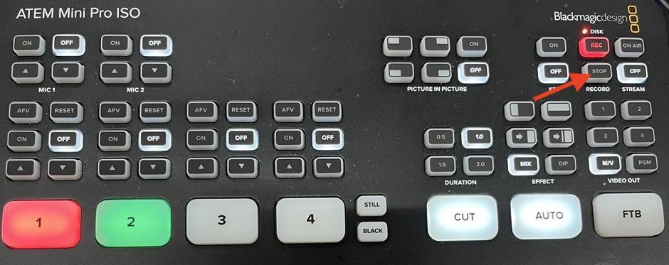 Stop button on ATEM Switcher